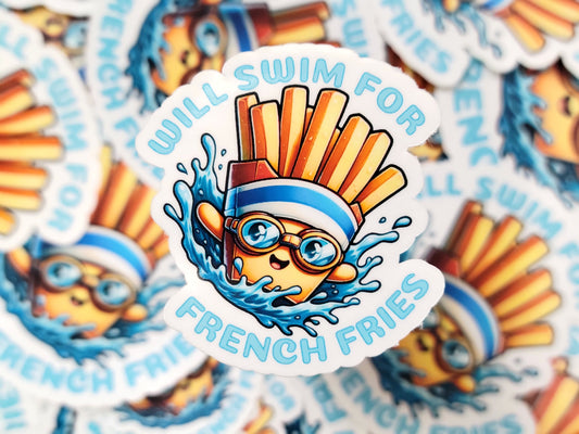 Will Swim for French Fries Swim Sticker Pack