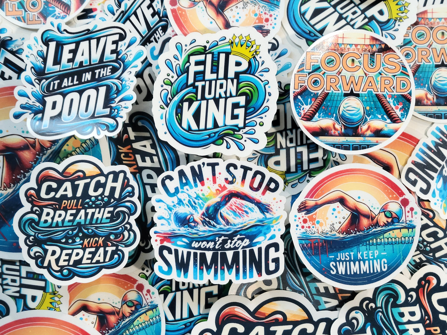 Flip Turn King Swim Sticker Pack