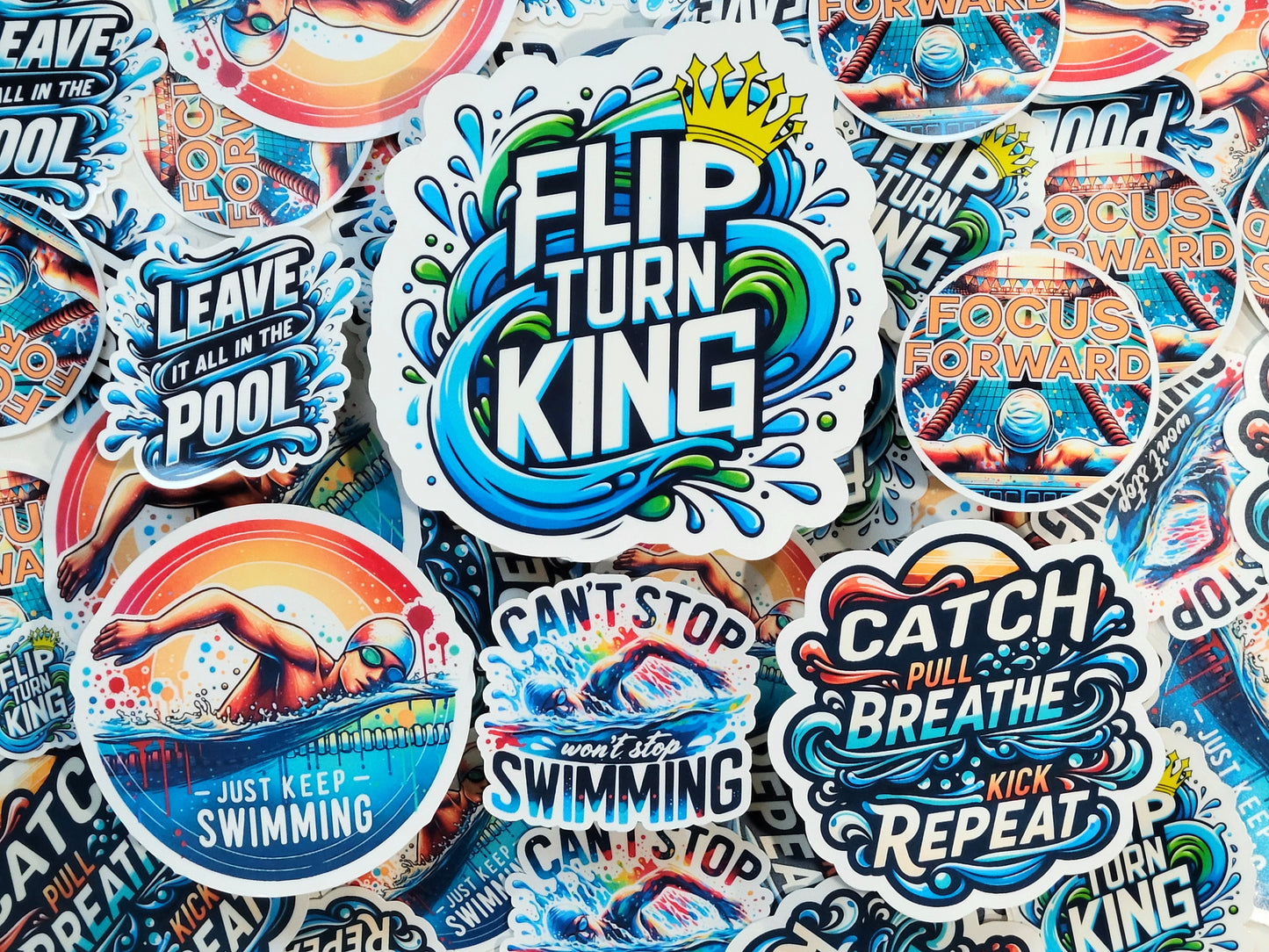 Flip Turn King Swim Sticker Pack