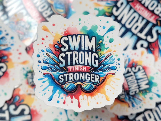 Swim Strong Finish Stronger Swim Sticker Pack