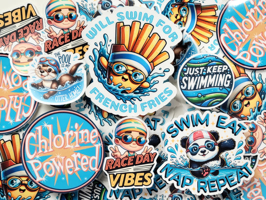 Will Swim for French Fries Swim Sticker Pack