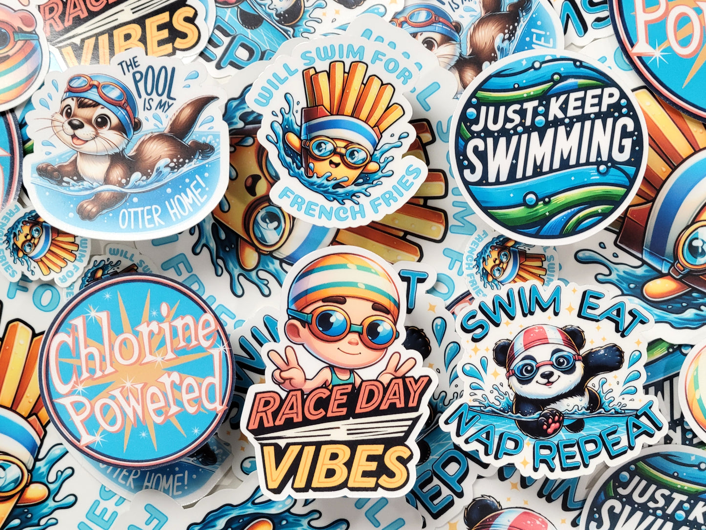 Will Swim for French Fries Swim Sticker Pack