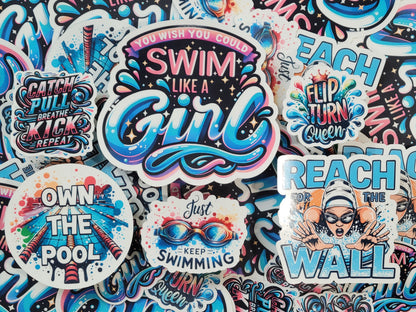 You Wish You Could Swim Like a Girl Swim Sticker Pack