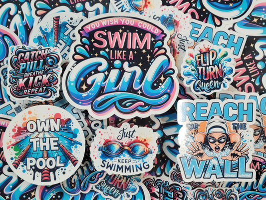 You Wish You Could Swim Like a Girl Swim Sticker Pack