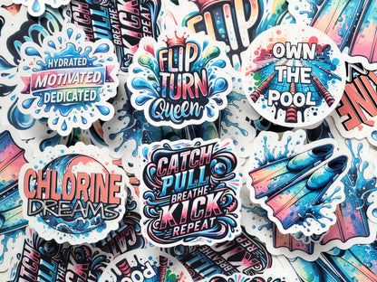Flip Turn Queen Swim Sticker Pack