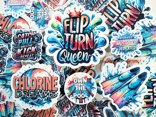 Flip Turn Queen Swim Sticker Pack