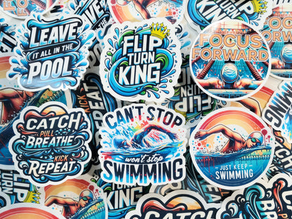 Flip Turn King Swim Sticker Pack
