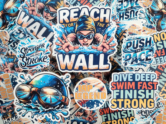 Reach for the Wall (Male) Swim Sticker Pack